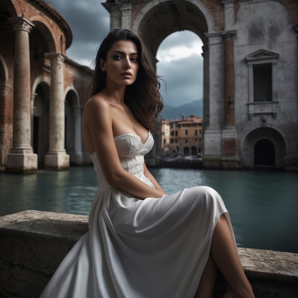 A stunning image of italian model in dramatic settings.