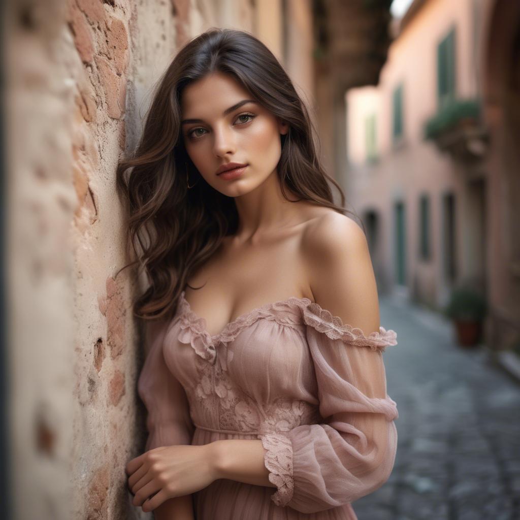 A stunning image of italian model in romantic tones.
