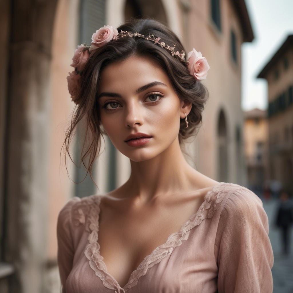 A stunning image of italian model in romantic tones.