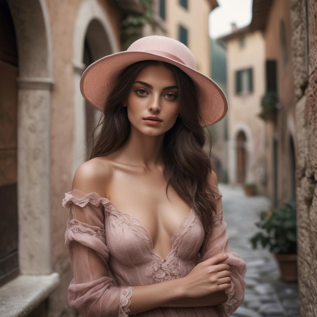 A stunning image of italian model in romantic tones.