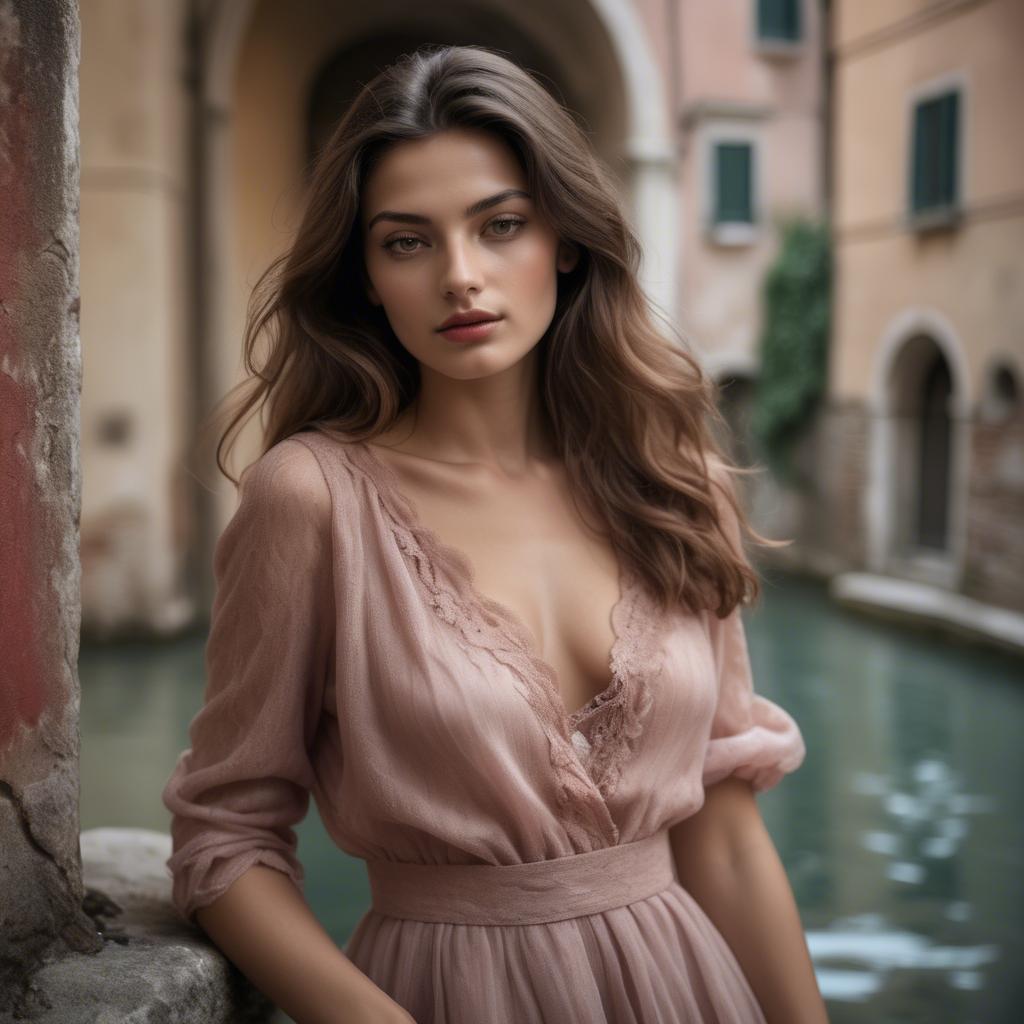 A stunning image of italian model in romantic tones.