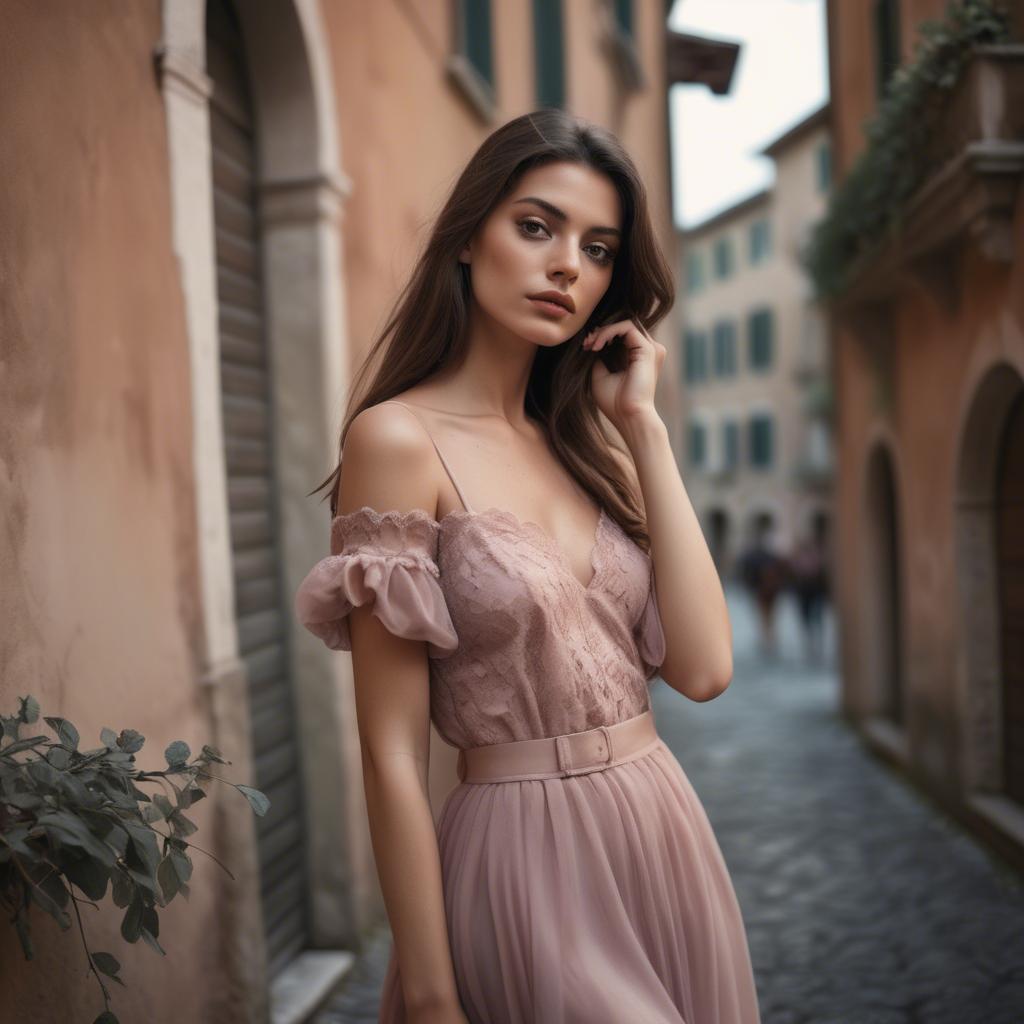 A stunning image of italian model in romantic tones.