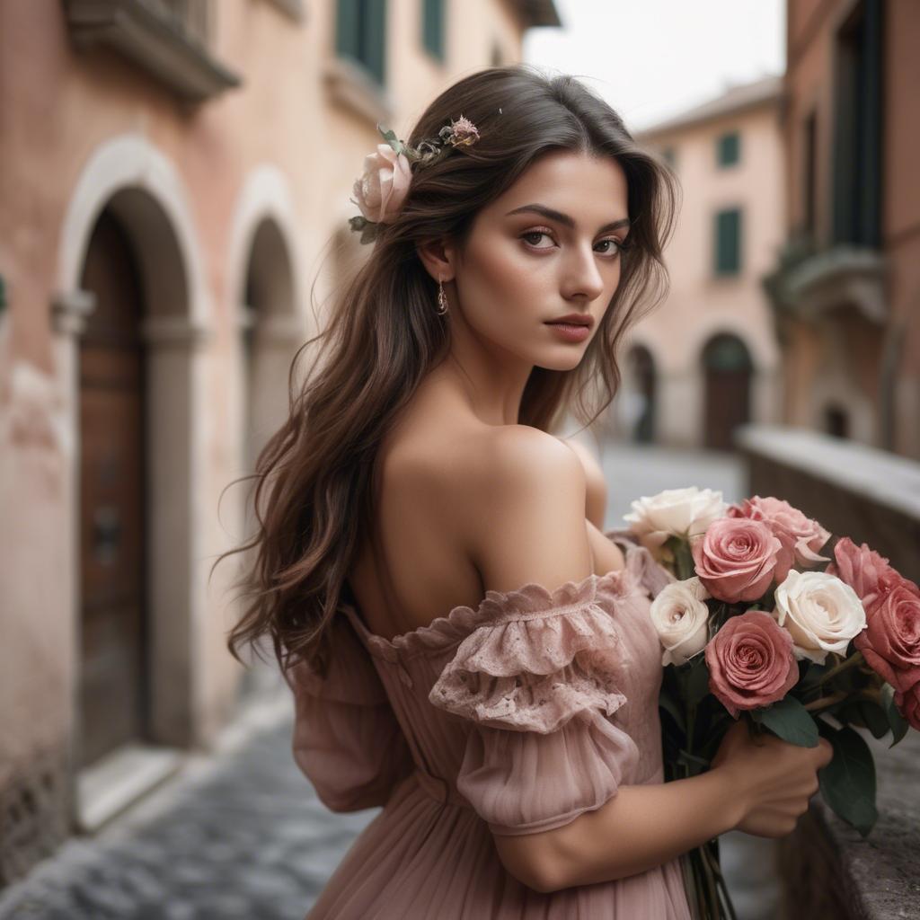 A stunning image of italian model in romantic tones.