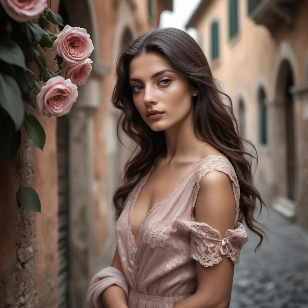 A stunning image of italian model in romantic tones.