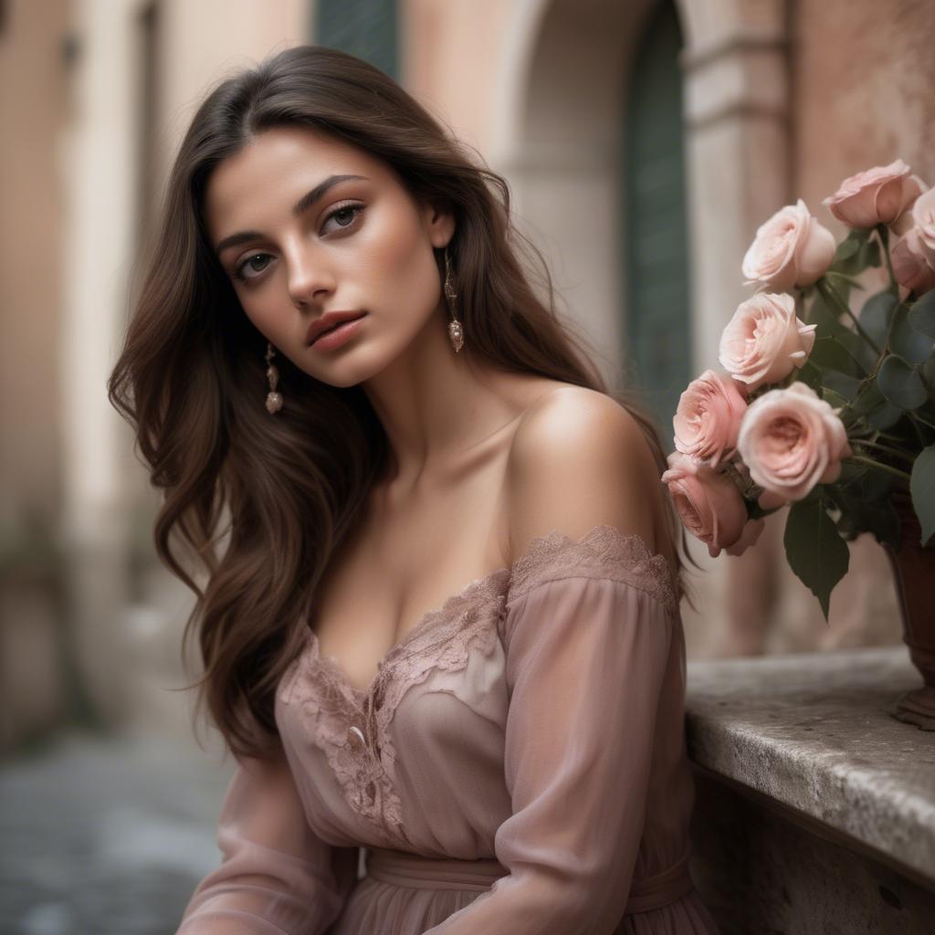 A stunning image of italian model in romantic tones.