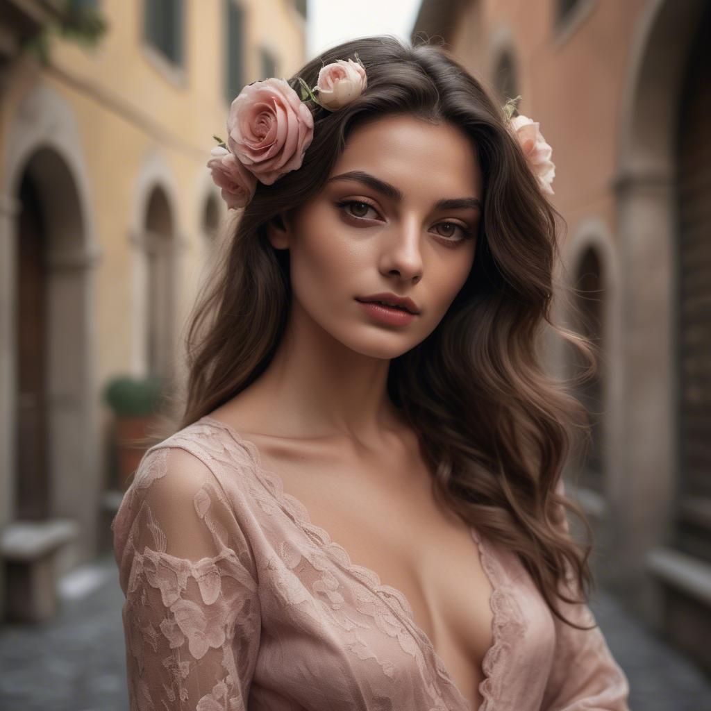 A stunning image of italian model in romantic tones.
