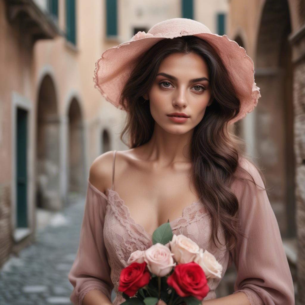 A stunning image of italian model in romantic tones.