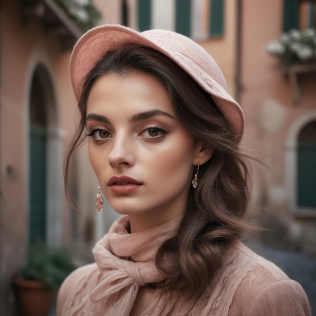A stunning image of italian model in romantic tones.
