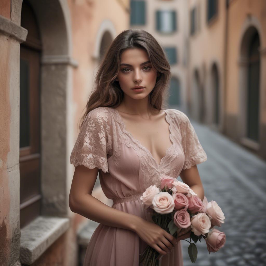 A stunning image of italian model in romantic tones.