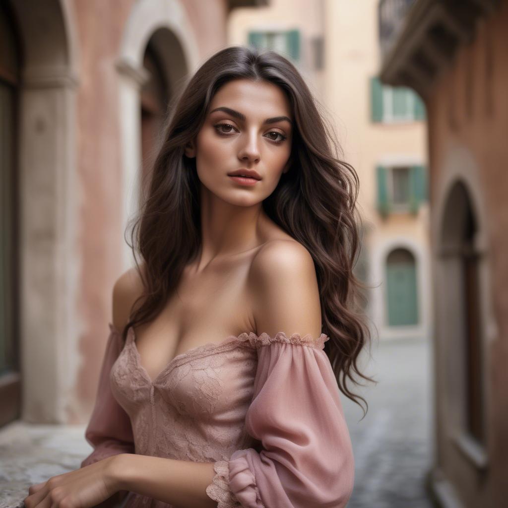 A stunning image of italian model in romantic tones.