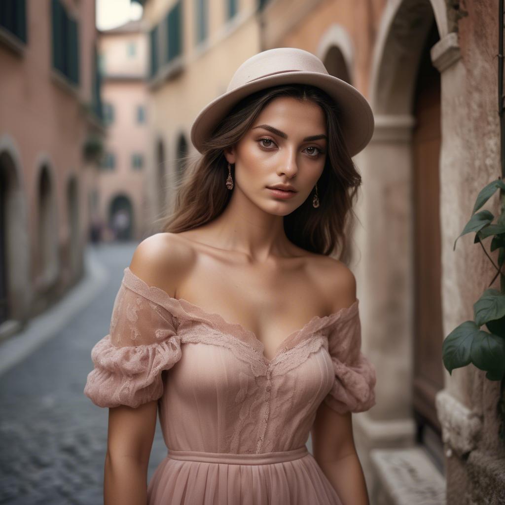 A stunning image of italian model in romantic tones.
