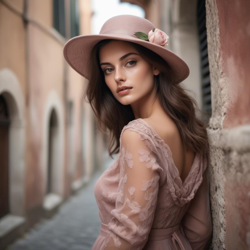 A stunning image of italian model in romantic tones.