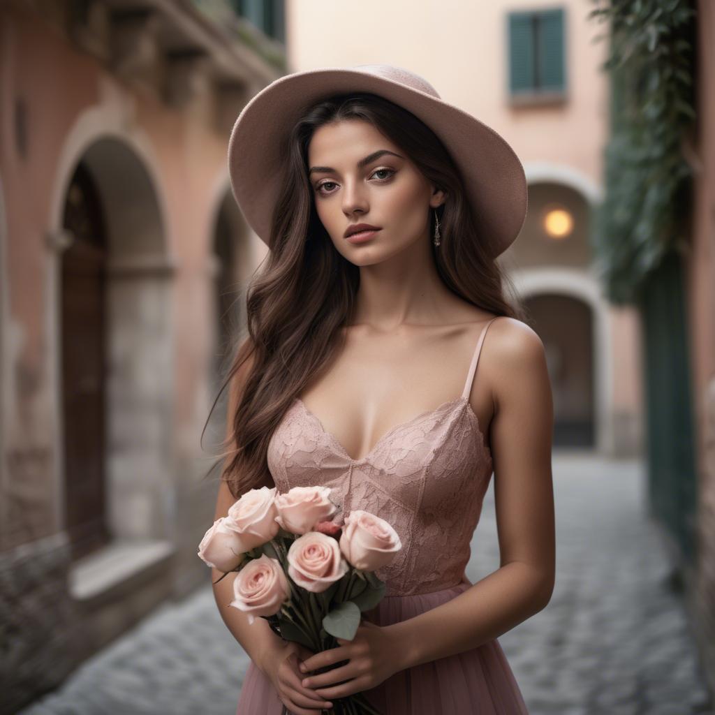A stunning image of italian model in romantic tones.