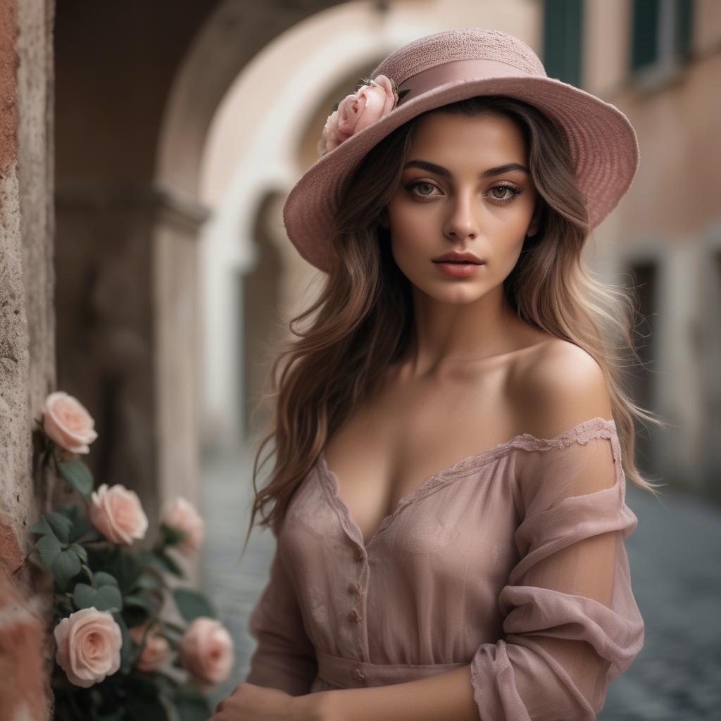 A stunning image of italian model in romantic tones.
