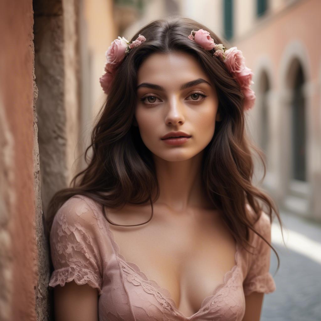 A stunning image of italian model in romantic tones.