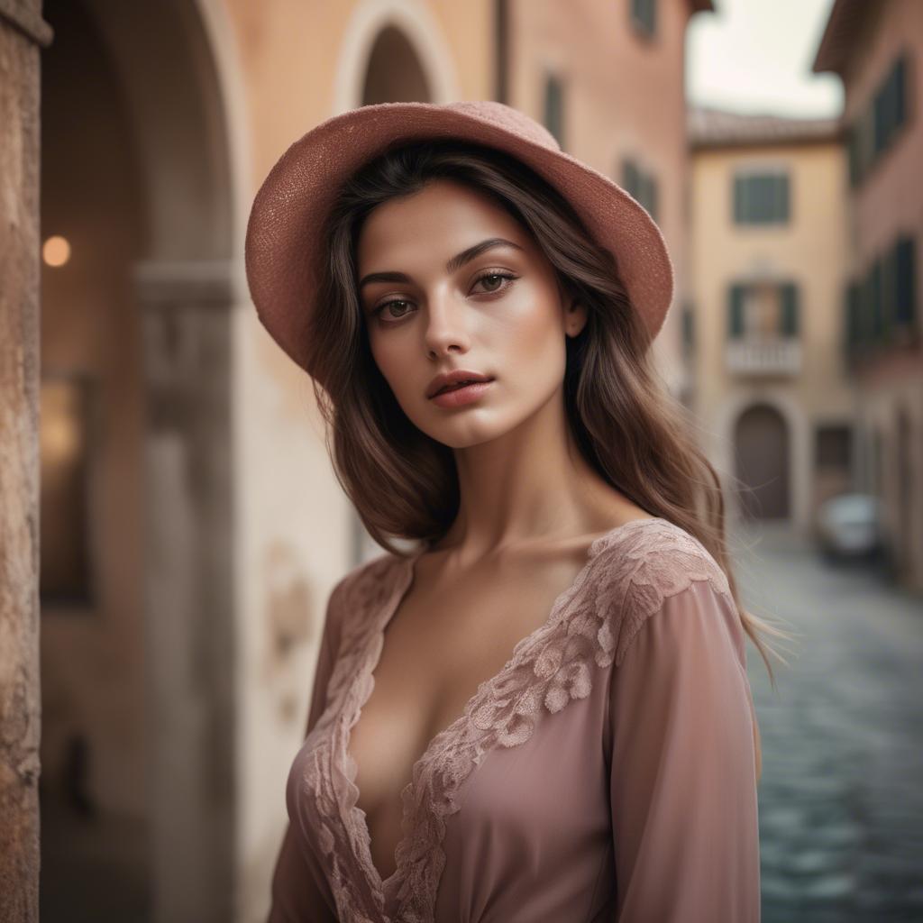 A stunning image of italian model in romantic tones.