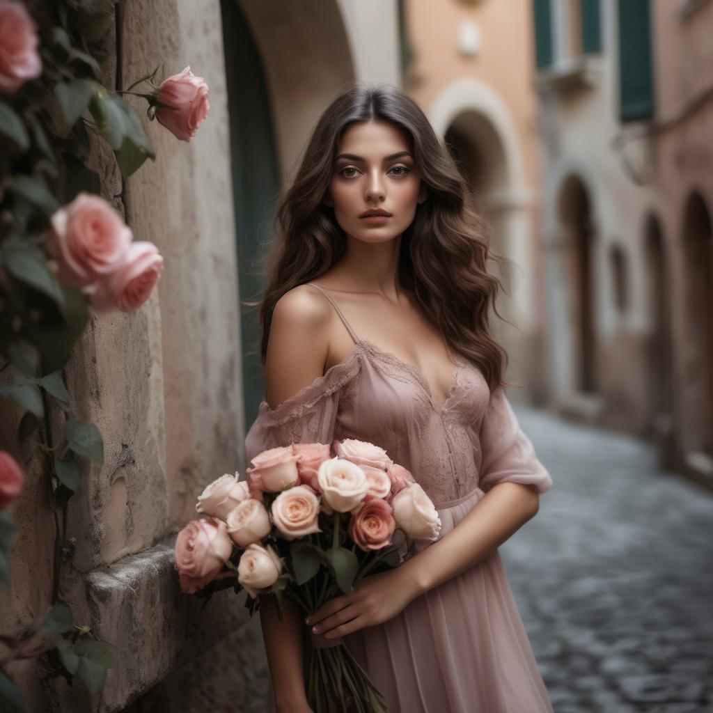 A stunning image of italian model in romantic tones.