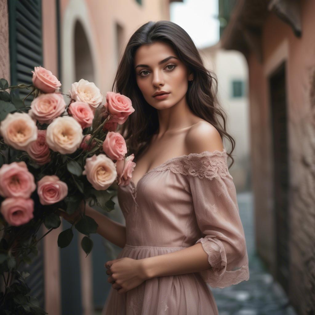 A stunning image of italian model in romantic tones.