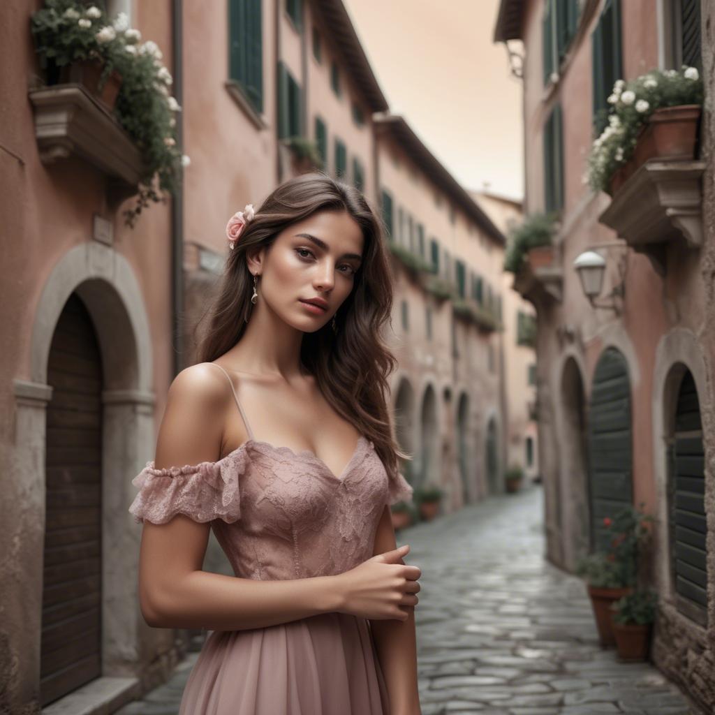 A stunning image of italian model in romantic tones.