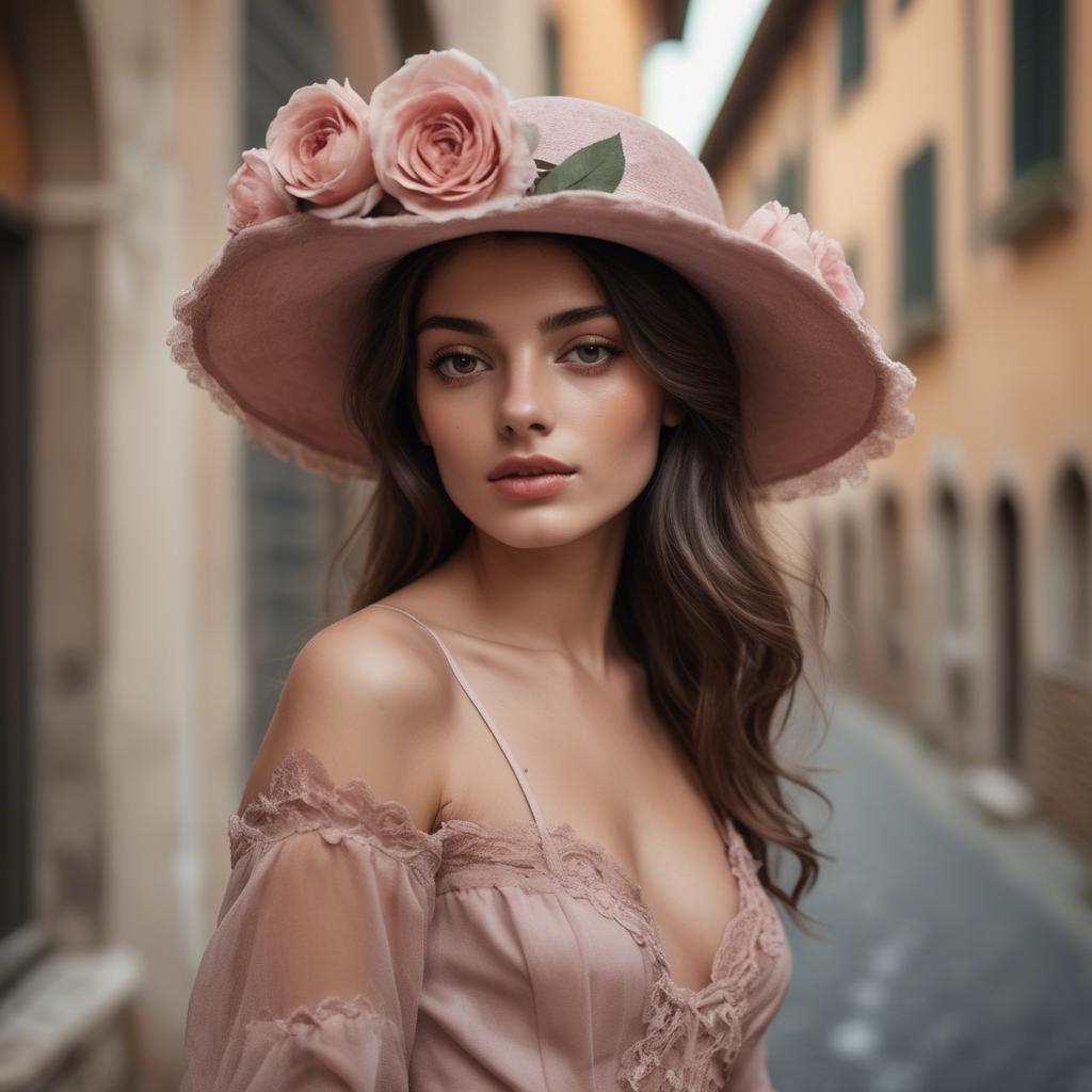 A stunning image of italian model in romantic tones.