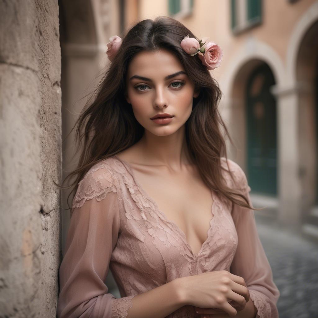 A stunning image of italian model in romantic tones.