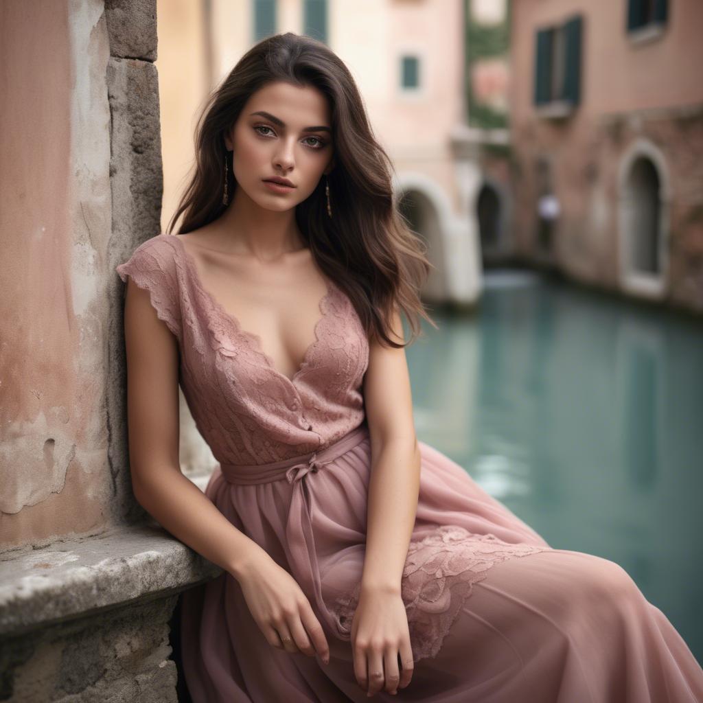 A stunning image of italian model in romantic tones.