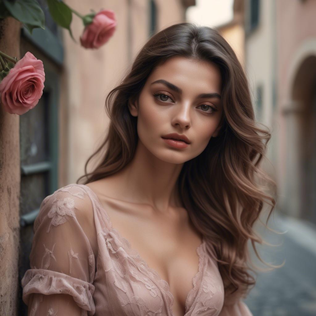 A stunning image of italian model in romantic tones.
