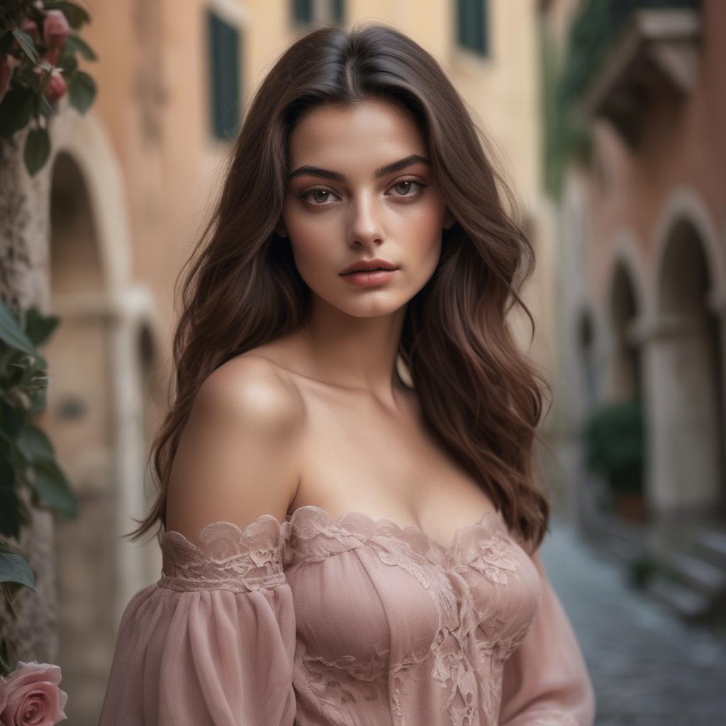 A stunning image of italian model in romantic tones.