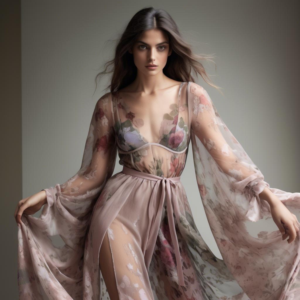 A stunning image of italian model in sheer romantic fabrics.