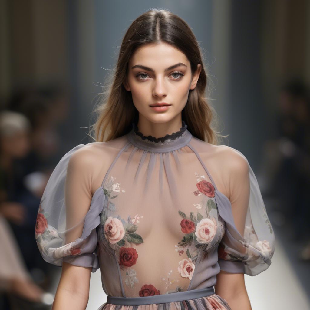 A stunning image of italian model in sheer romantic fabrics.