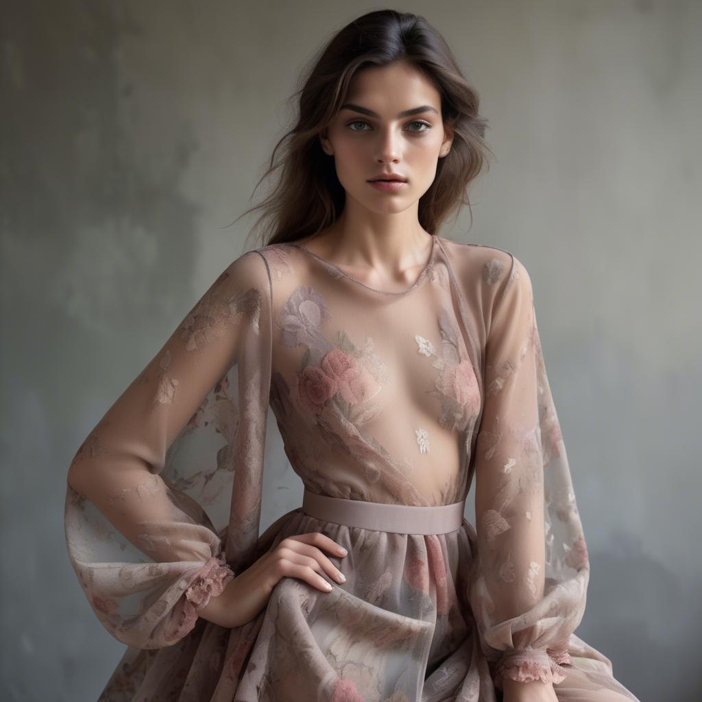 A stunning image of italian model in sheer romantic fabrics.