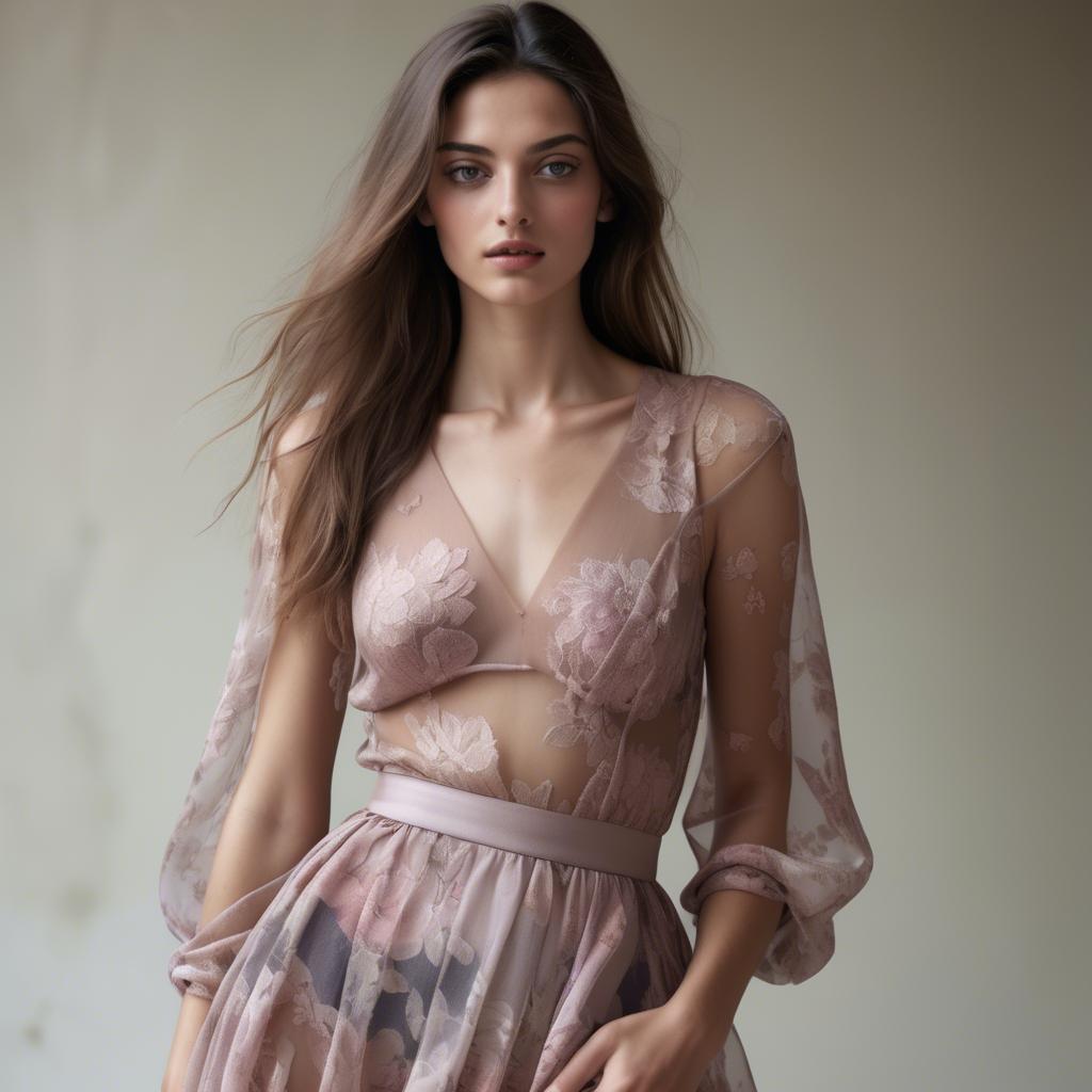 A stunning image of italian model in sheer romantic fabrics.