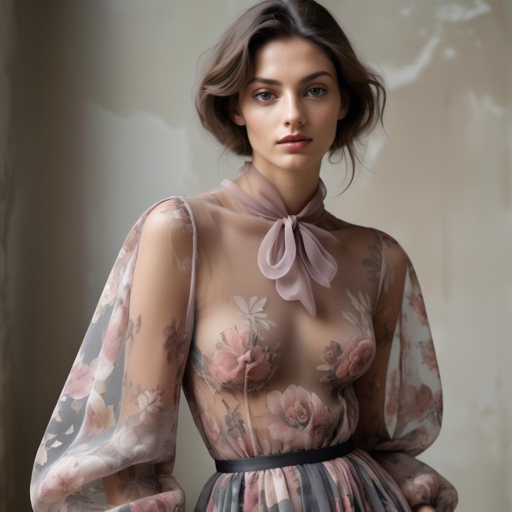 A stunning image of italian model in sheer romantic fabrics.