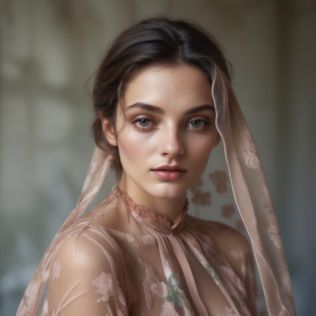 A stunning image of italian model in sheer romantic fabrics.