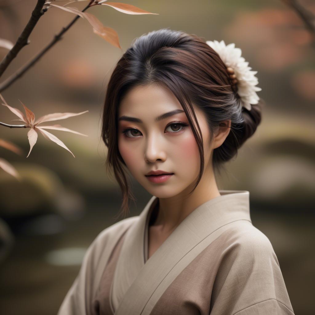 A stunning image of japanese beauty in natural tones.