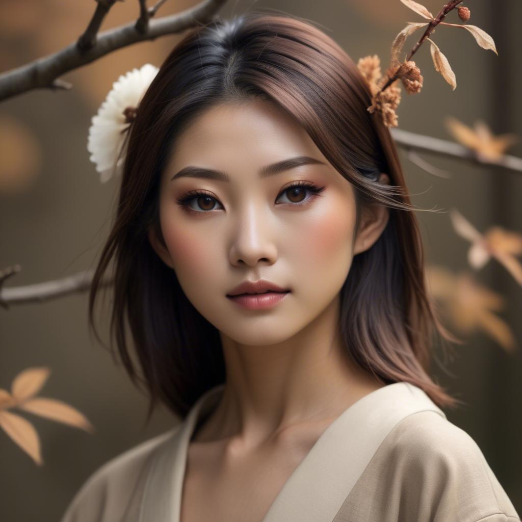 A stunning image of japanese beauty in natural tones.