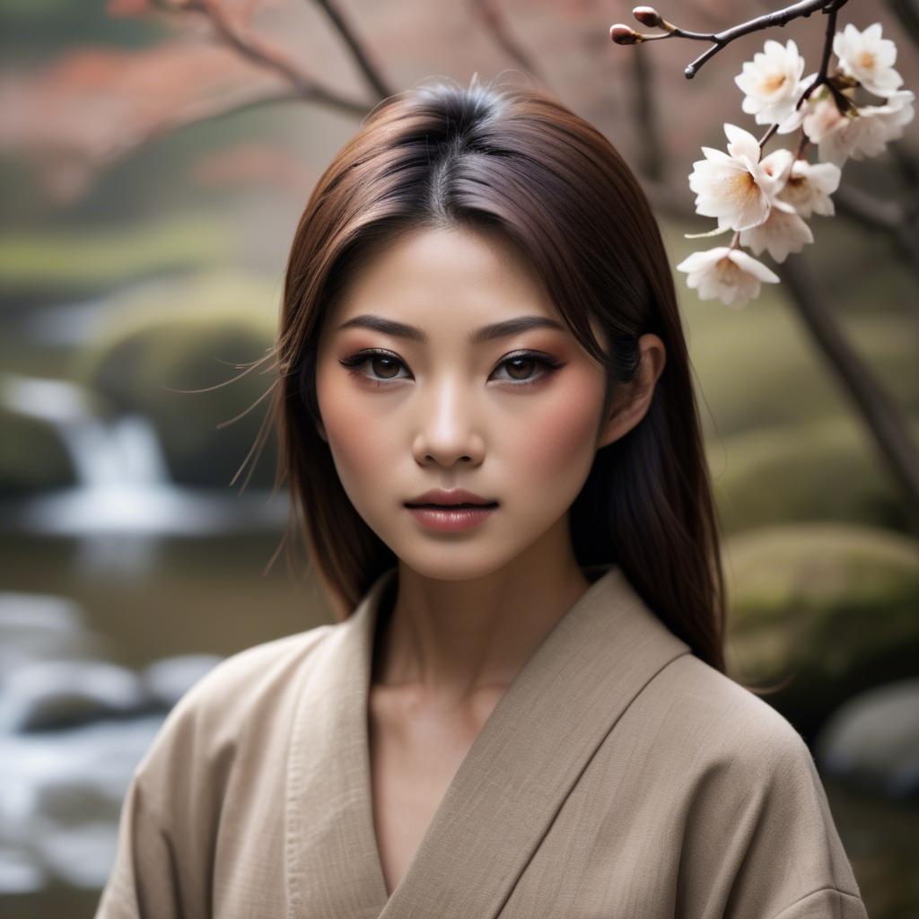 A stunning image of japanese beauty in natural tones.