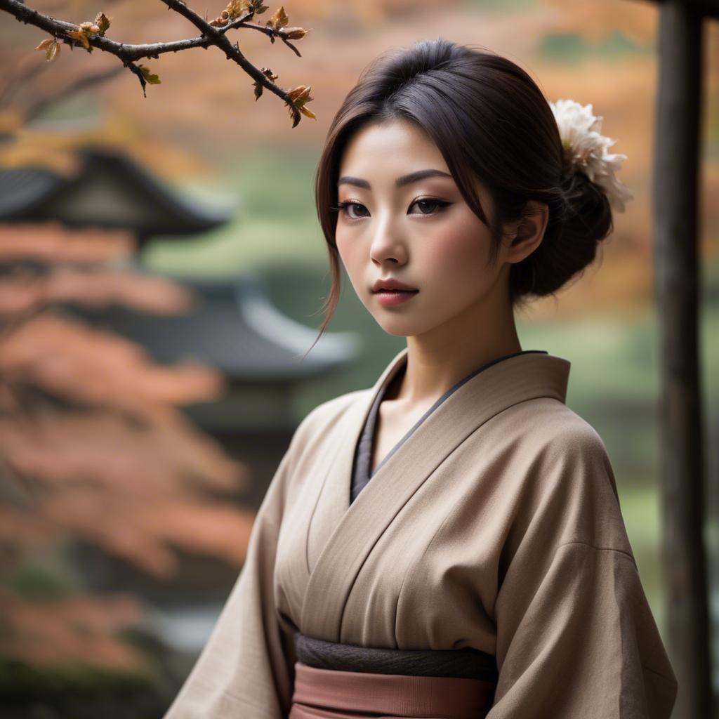 A stunning image of japanese beauty in natural tones.