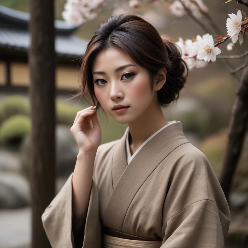 A stunning image of japanese beauty in natural tones.