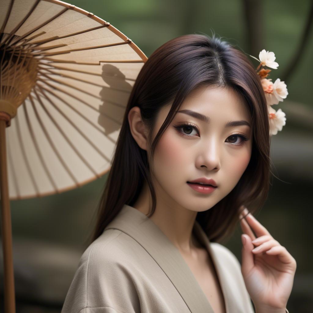 A stunning image of japanese beauty in natural tones.