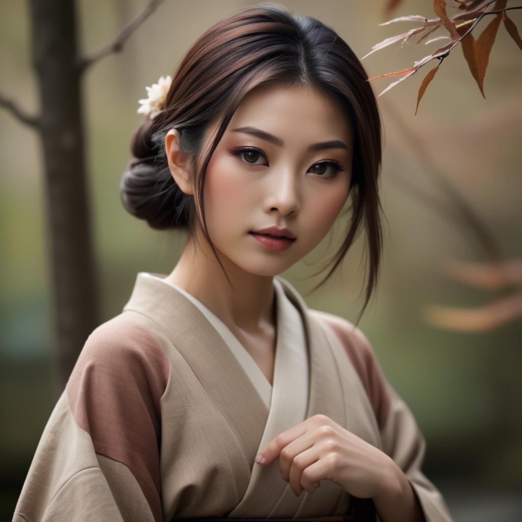 A stunning image of japanese beauty in natural tones.