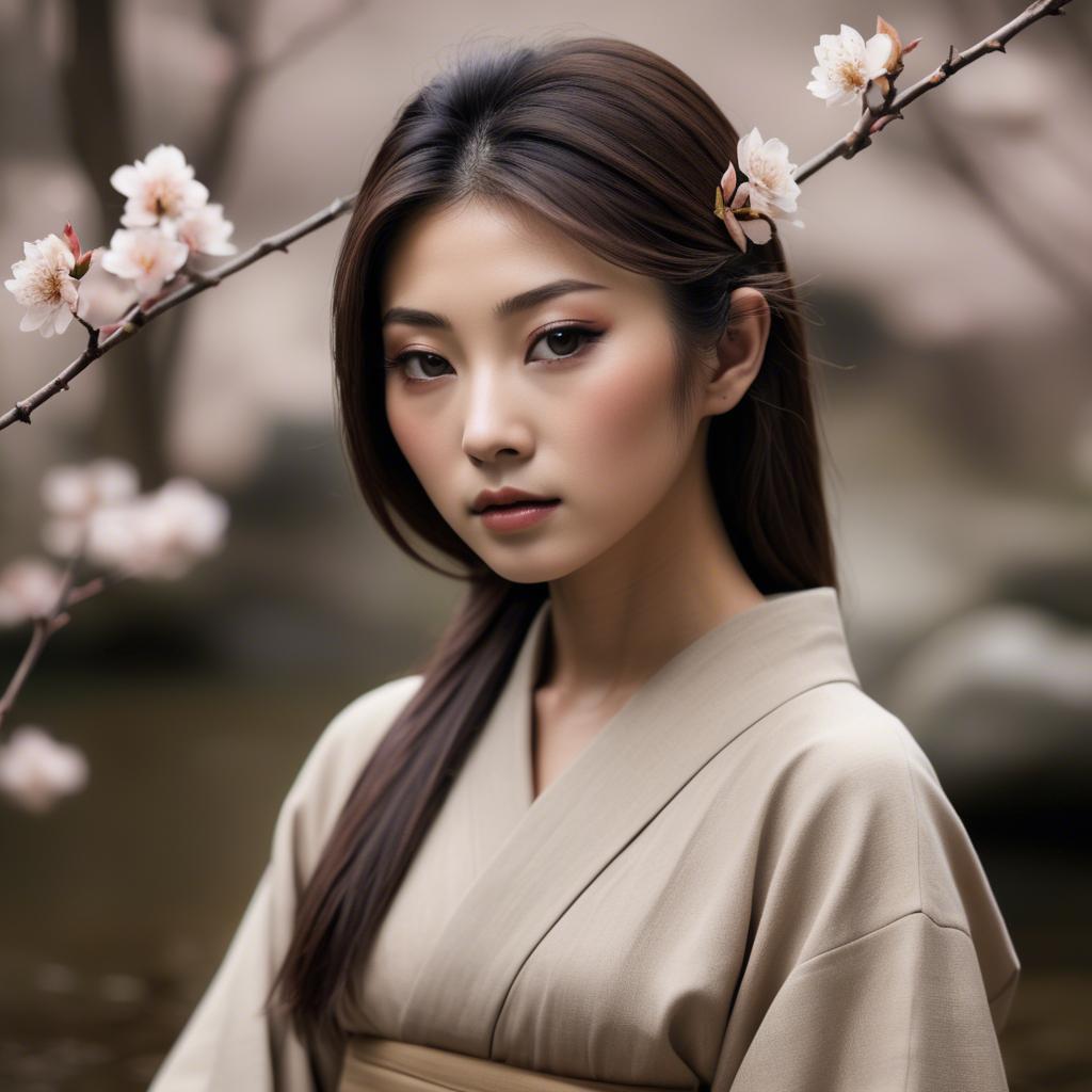 A stunning image of japanese beauty in natural tones.
