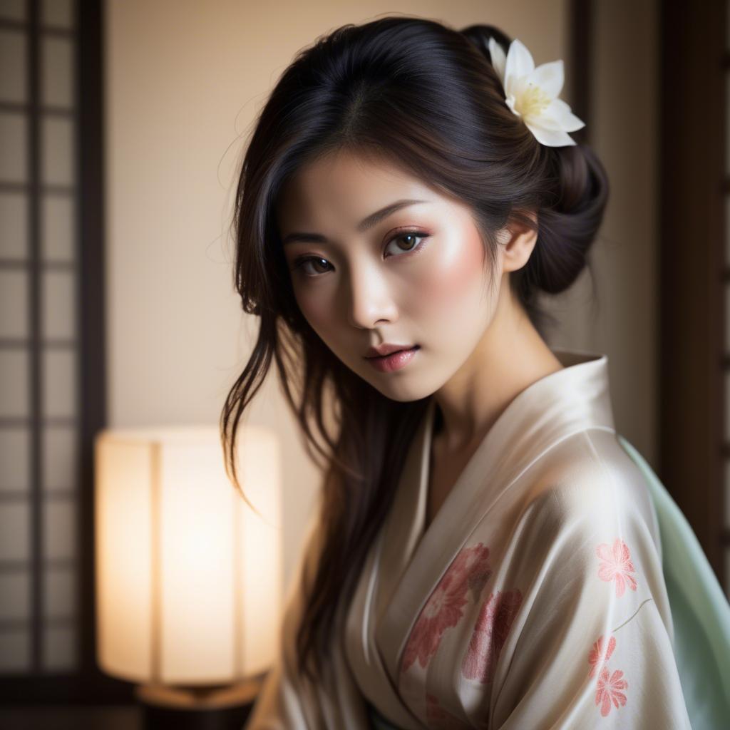 A stunning image of japanese beauty in soft silk lighting.