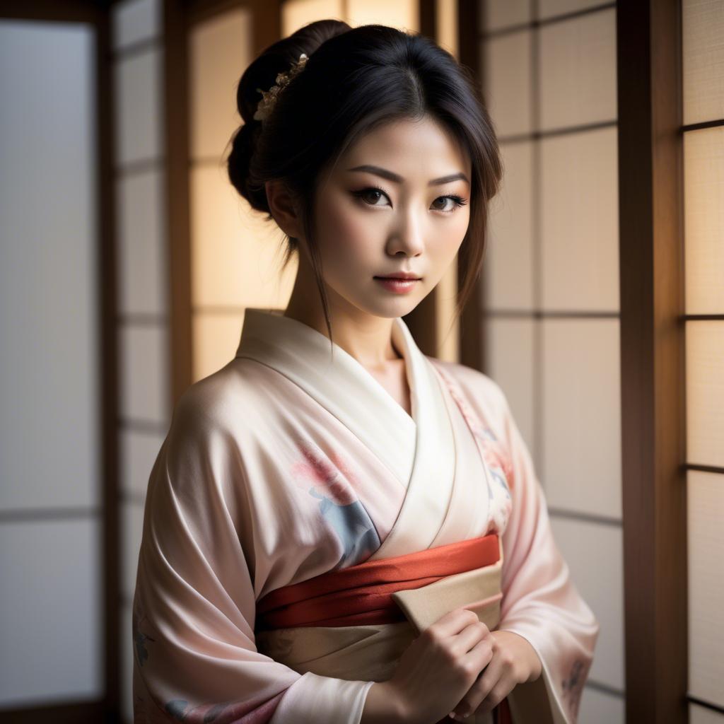 A stunning image of japanese beauty in soft silk lighting.