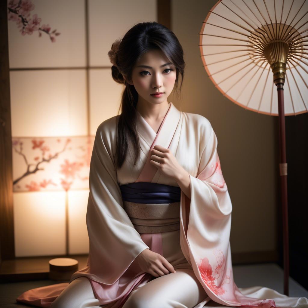 A stunning image of japanese beauty in soft silk lighting.