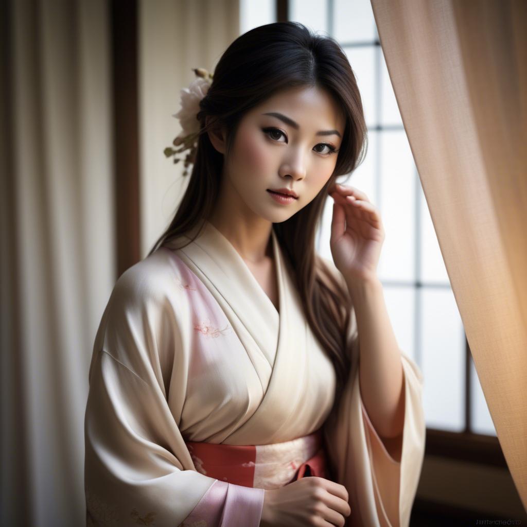 A stunning image of japanese beauty in soft silk lighting.