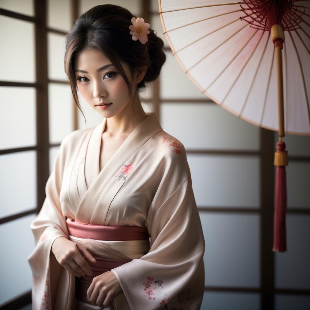A stunning image of japanese beauty in soft silk lighting.