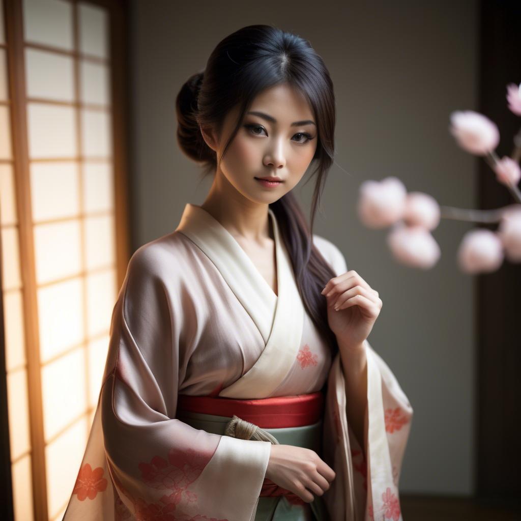 A stunning image of japanese beauty in soft silk lighting.