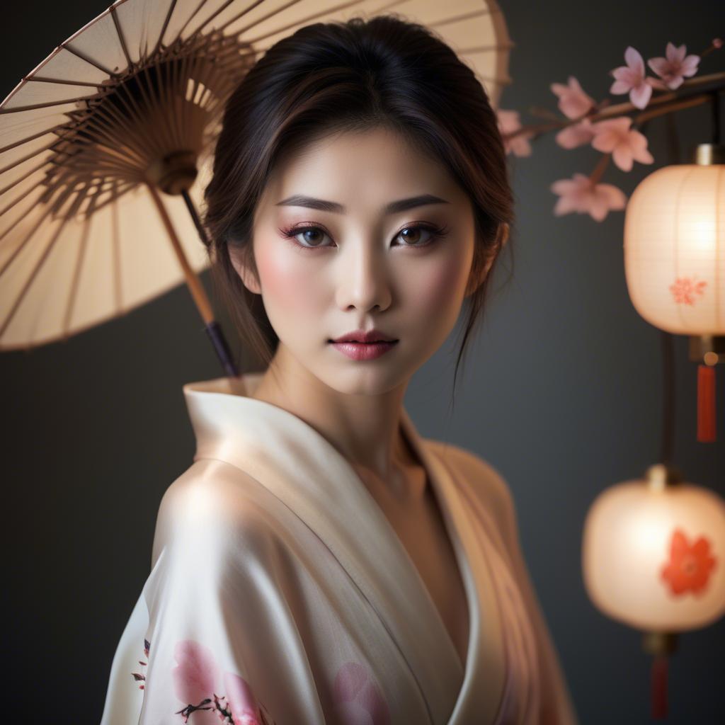 A stunning image of japanese beauty in soft silk lighting.