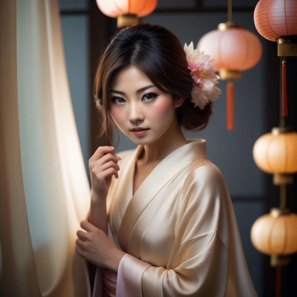 A stunning image of japanese beauty in soft silk lighting.
